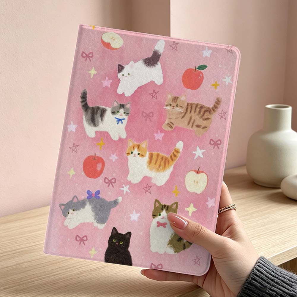 Tablet Accessories For Girls - 아트 핑크 고양이 패턴 소프트 삼성