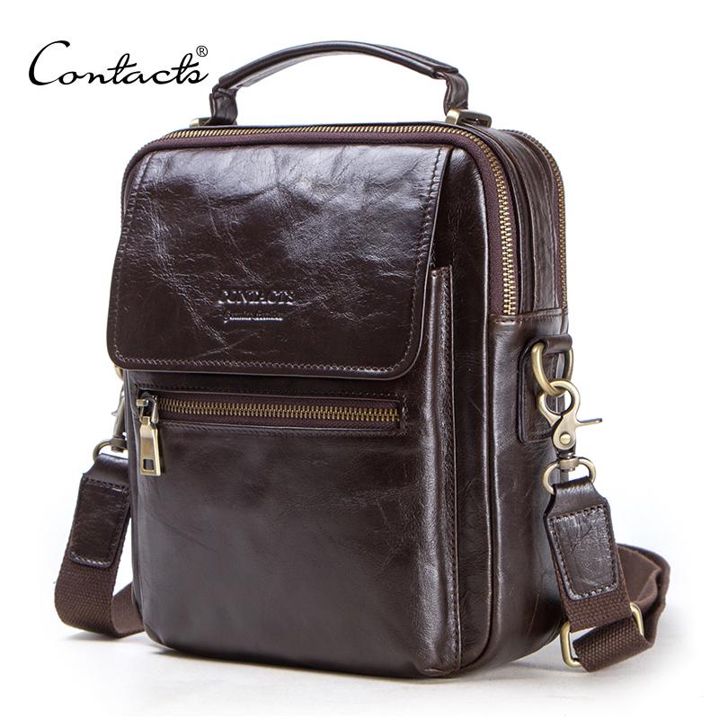 Tablet Shoulder Bag - CONTACT'S 남성용 새 정품 가죽 메신저
